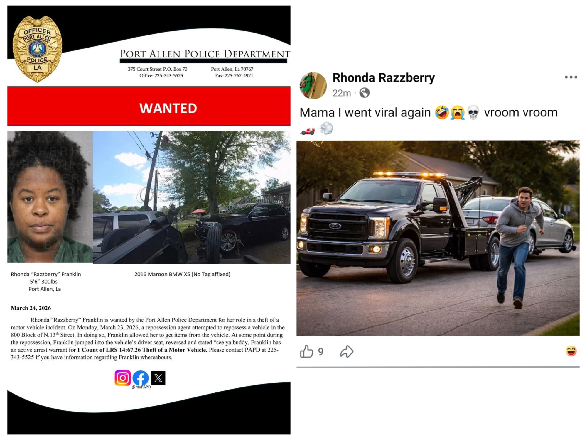 Port Allen Woman Wanted on Theft Charge Shows Up in Comments Section of Her Own Wanted Post